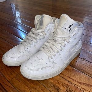 White snakeskin Air Jordans